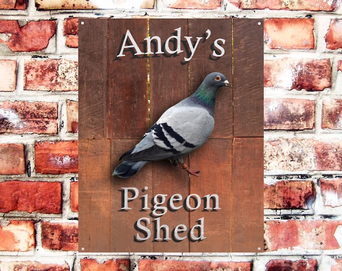 Personalised pigeon shed sign weather proof pre drilled high gloss cage xmas gift