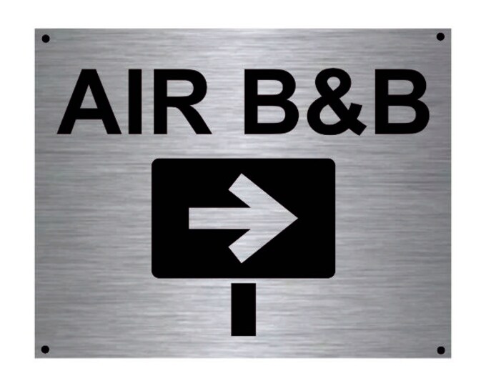 Air b&b arrow right wall sign plaque weather proof pre drilled parking sign driveway gate brushed silver