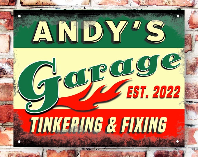 Personalised garage wall sign weather proof pre drilled great gift birthday xmas high gloss bike garage sign chopper occ harley