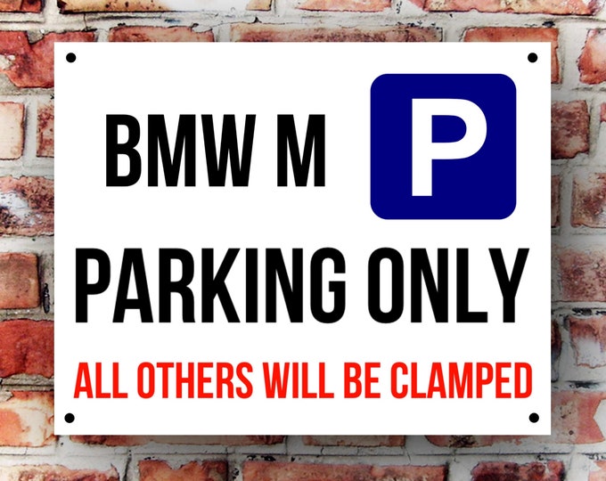 BMW M parking wall sign weather proof pre drilled great gift birthday high gloss garage gate xmas birthday gift