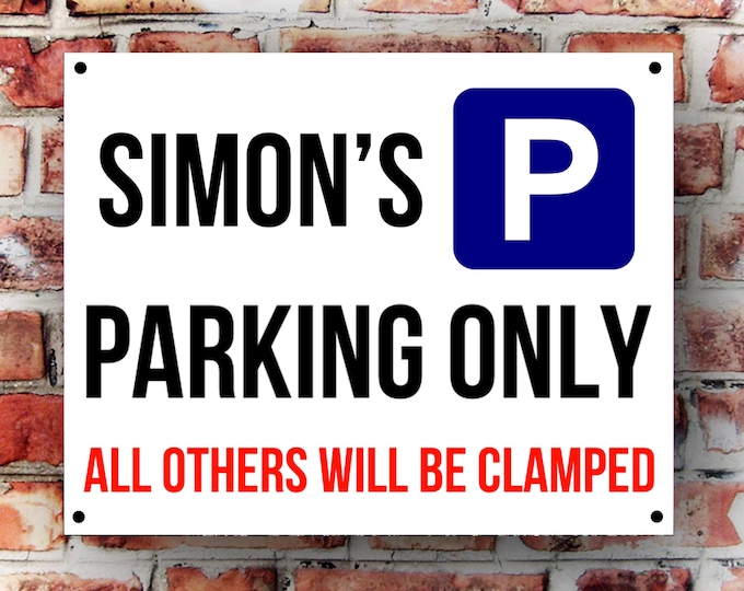 Personalised parking wall sign weather proof pre drilled great gift birthday high gloss garage gate