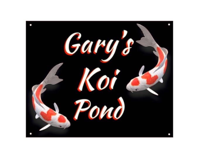 Personalised koi pond sign weather proof pre drilled high gloss father's day gift xmas gift for him fish