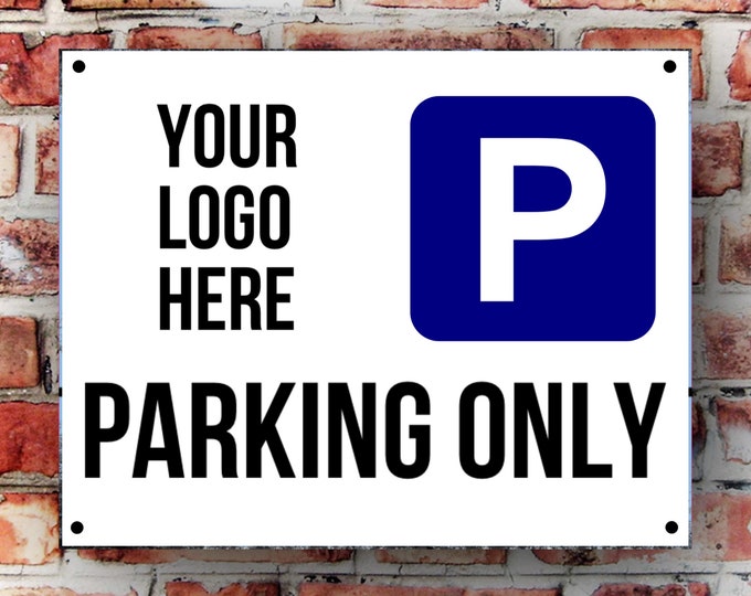 Custom logo parking wall sign weather proof pre drilled great gift birthday high gloss garage gate