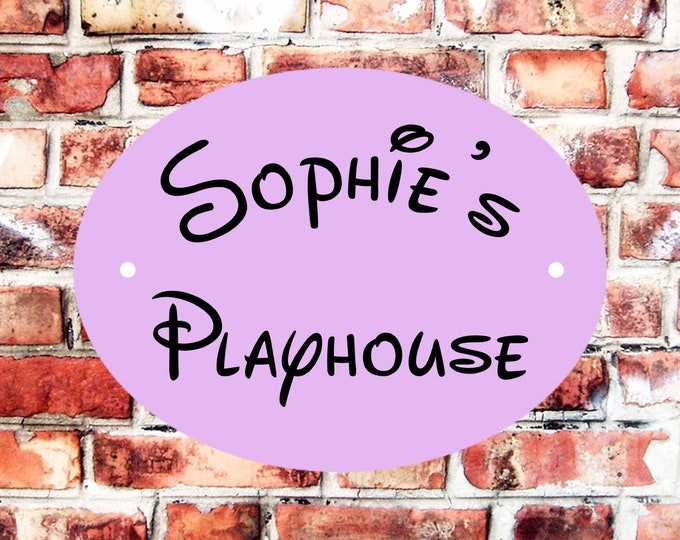 Playhouse sign plaque any name weather proof pre drilled great gift birthday xmas high gloss light pink