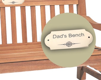 Bench personalised plastic brushed gold or silver sign plaque weatherproof pre drilled memorial signs laser engraved