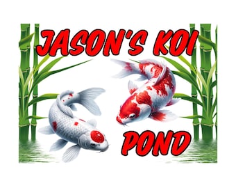 Large A2 quality personalised Koi pond sign extra large quality wall sign weather proof pre drilled matt finish great gift fish filter aqua