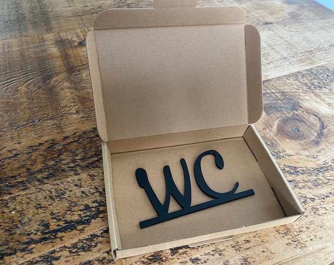 WC toilet door sign, door topper, shelf decor, door frame art, wall decor, novelty sign gift for him gift for her