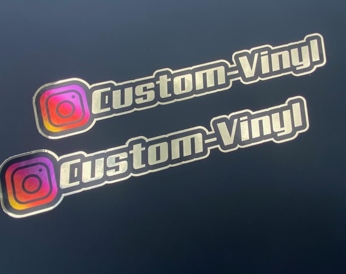 Personalised instagram vinyl stickers x 2 decal rc car window laptop mirror gold social media