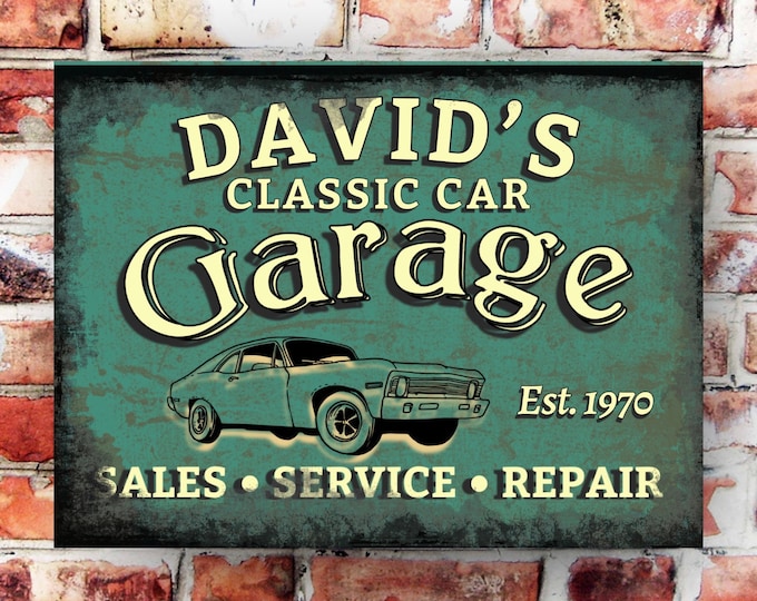 Personalised garage wall sign weather proof pre drilled great gift birthday xmas high gloss bike garage sign classic car
