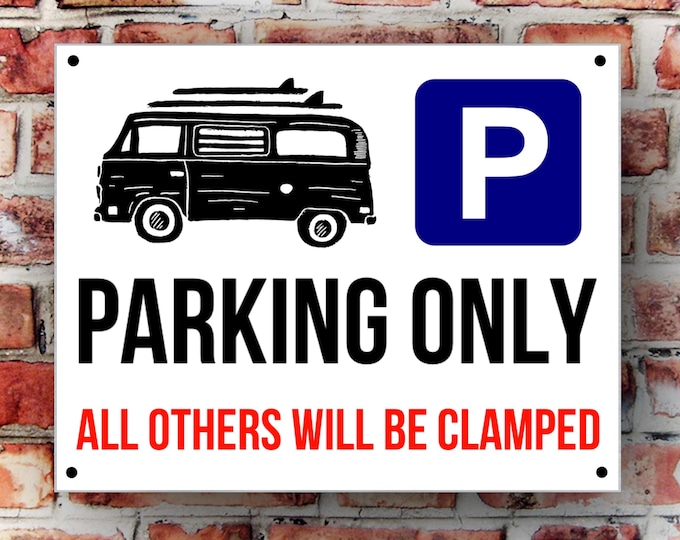 Vw camper van parking wall sign weather proof pre drilled great gift birthday high gloss garage gate camper van T5 T4 beetle xmas