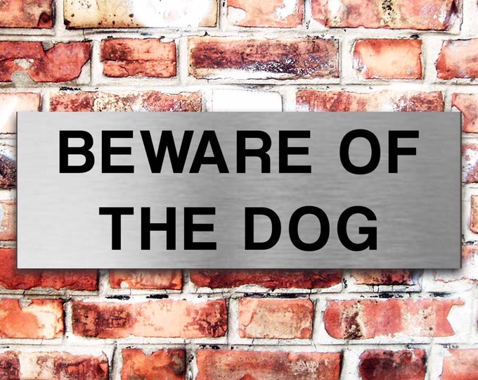 Beware of the dog plaque sign aluminium strong double sided sticky pads easy to fit gate