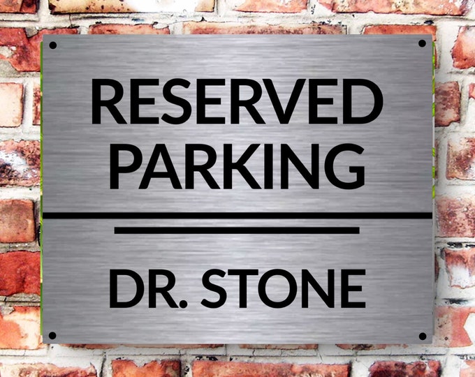 Reserved parking personalised sign wall sign plaque weather proof pre drilled parking sign driveway gate