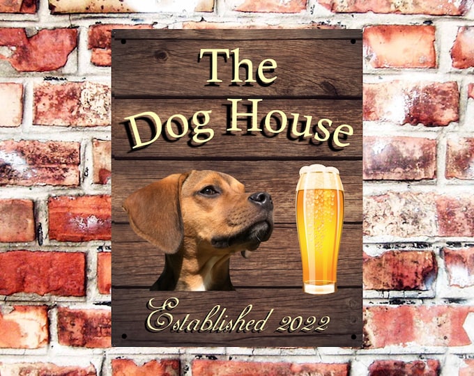 Pub bar sign personalised pet dog cat photo plaque any name and date weather proof great gift birthday xmas high gloss bar signage