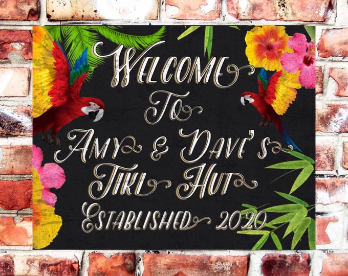 Pub bar sign personalised plaque any name and date weather proof pre drilled great gift birthday xmas high gloss tiki bar