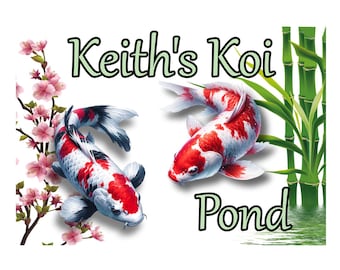 Large A2 quality personalised Koi pond sign extra large quality wall sign weather proof pre drilled matt finish great gift fish filter pump