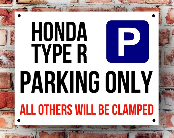 Honda type r parking wall sign weather proof pre drilled great gift birthday high gloss garage gate