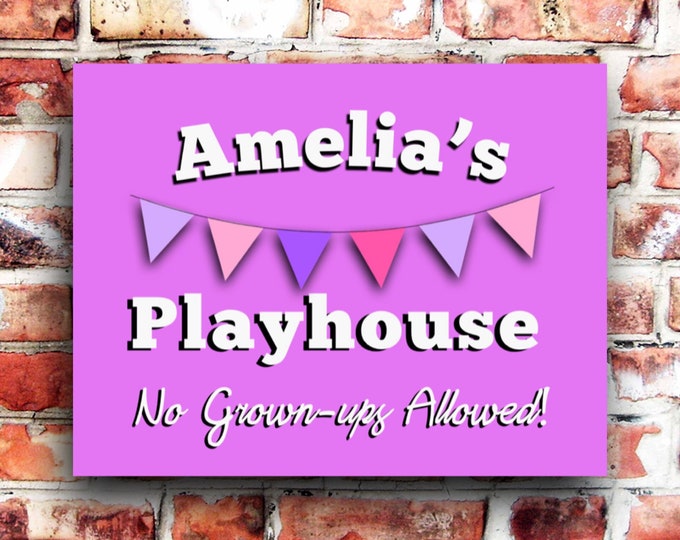 Personalised playhouse sign weather proof pre drilled high gloss birthday xmas gift