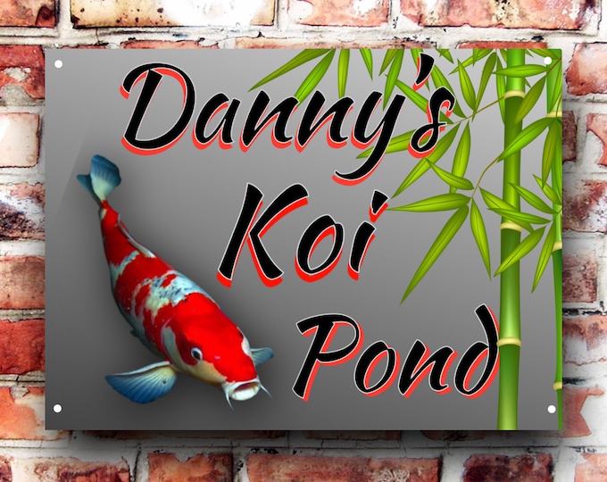 Personalised koi pond sign weather proof pre drilled high gloss father's day gift