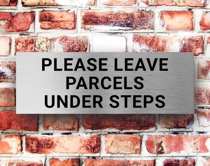 Brushed silver parking sign personalised x 3 sizes aluminium strong double sided sticky pads easy to fit