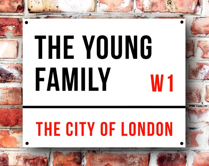 Personalised family wall sign weather proof pre drilled great gift birthday xmas high gloss london street sign house warming