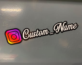 Personalised instagram vinyl stickers x 2 decal rc car window laptop weather proof social media