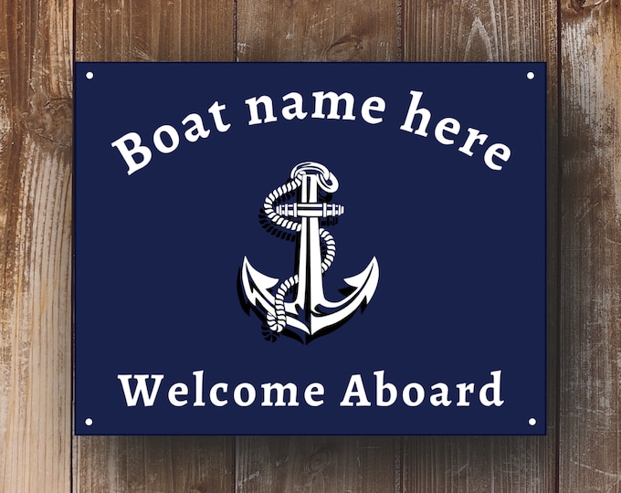 Personalised boat sign makes a great gift high gloss pre drilled
