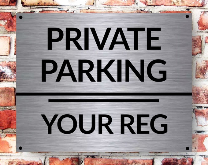 Private parking with your registration sign wall sign plaque weather proof pre drilled parking sign driveway gate