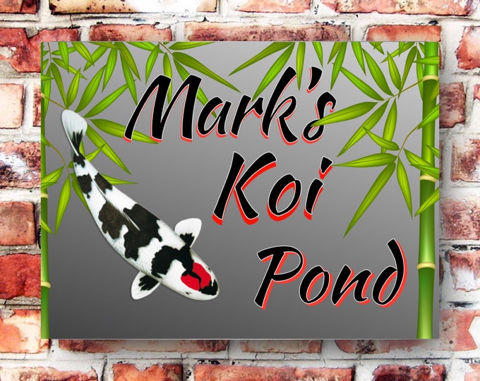 Personalised koi pond sign weather proof pre drilled high gloss father's day gift Xmas gift for him
