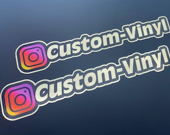 Personalised instagram vinyl stickers x 2 decal rc car window laptop mirror gold social media bold font
