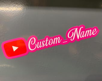 Personalised youtube vinyl stickers x 2 decal rc car window laptop weather proof social media instagram
