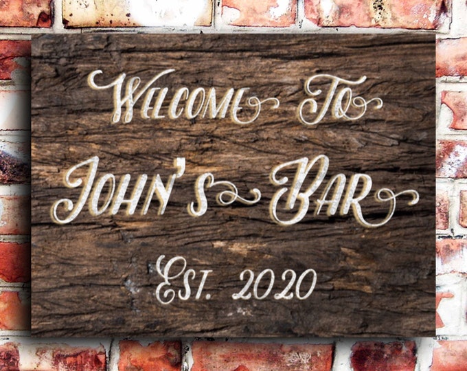 Pub bar sign personalised plaque any name and date weather proof pre drilled great gift birthday xmas high gloss