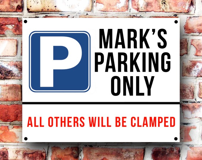 Personalised parking wall sign weather proof pre drilled great gift birthday xmas high gloss garage gate