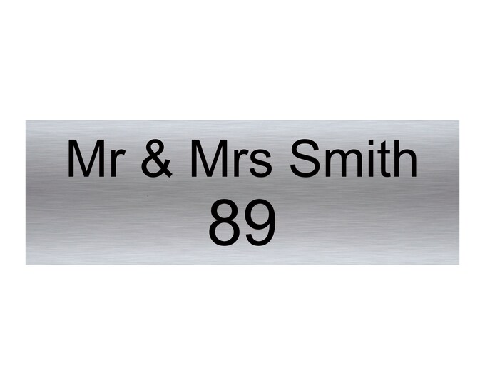 Name and number personalised plaque sign aluminium strong double sided sticky pads easy to fit gate wall door hotel school office