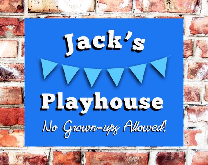 Personalised playhouse sign weather proof pre drilled high gloss birthday xmas gift