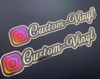 Personalised instagram vinyl stickers x 2 decal rc car window laptop mirror gold social media script font