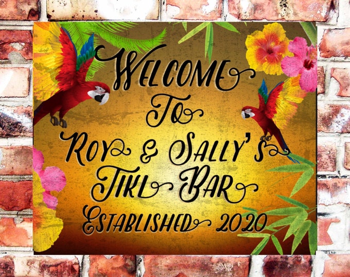 Pub bar sign personalised plaque any name and date weather proof pre drilled great gift birthday xmas high gloss tiki bar