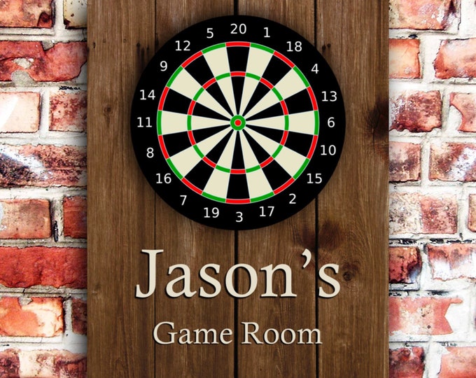 Personalised games room sign weather proof pre drilled high gloss father's day gift xmas darts bully