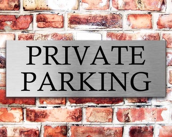 Brushed silver private parking x 3 sizes aluminium strong double sided sticky pads easy to fit