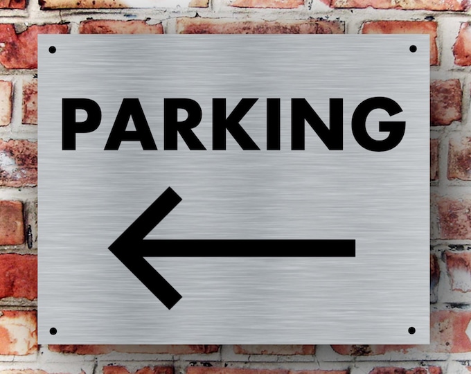Parking arrow left sign wall sign plaque weather proof pre drilled parking sign driveway gate carpark