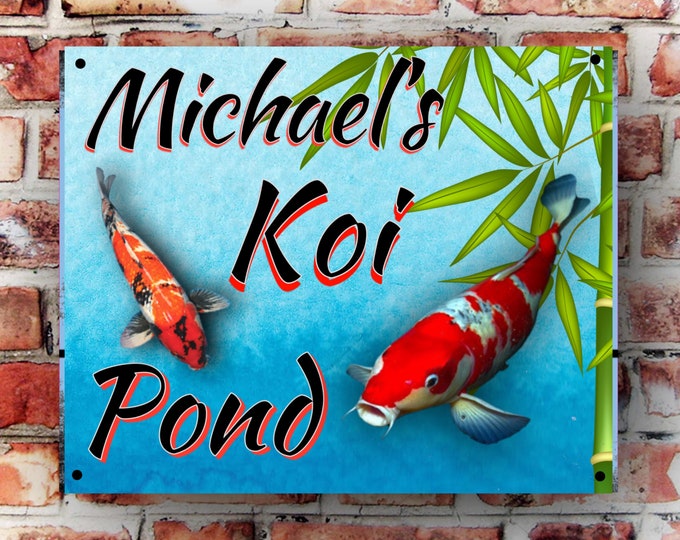 Personalised koi pond sign weather proof pre drilled high gloss father's day gift christmas birthday idea