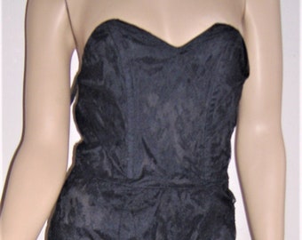 1980s RETRO BLACK LACE Kleid Größe 10