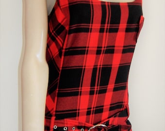 1990S TARTEN short  DRESS UK size 10