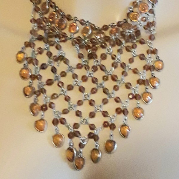 VINTAGE 1970S /80S GLASS bib necklace