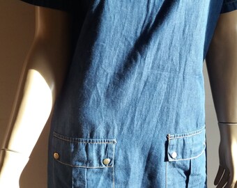 1990S DENIM look cotton short  DRESS UK size 10