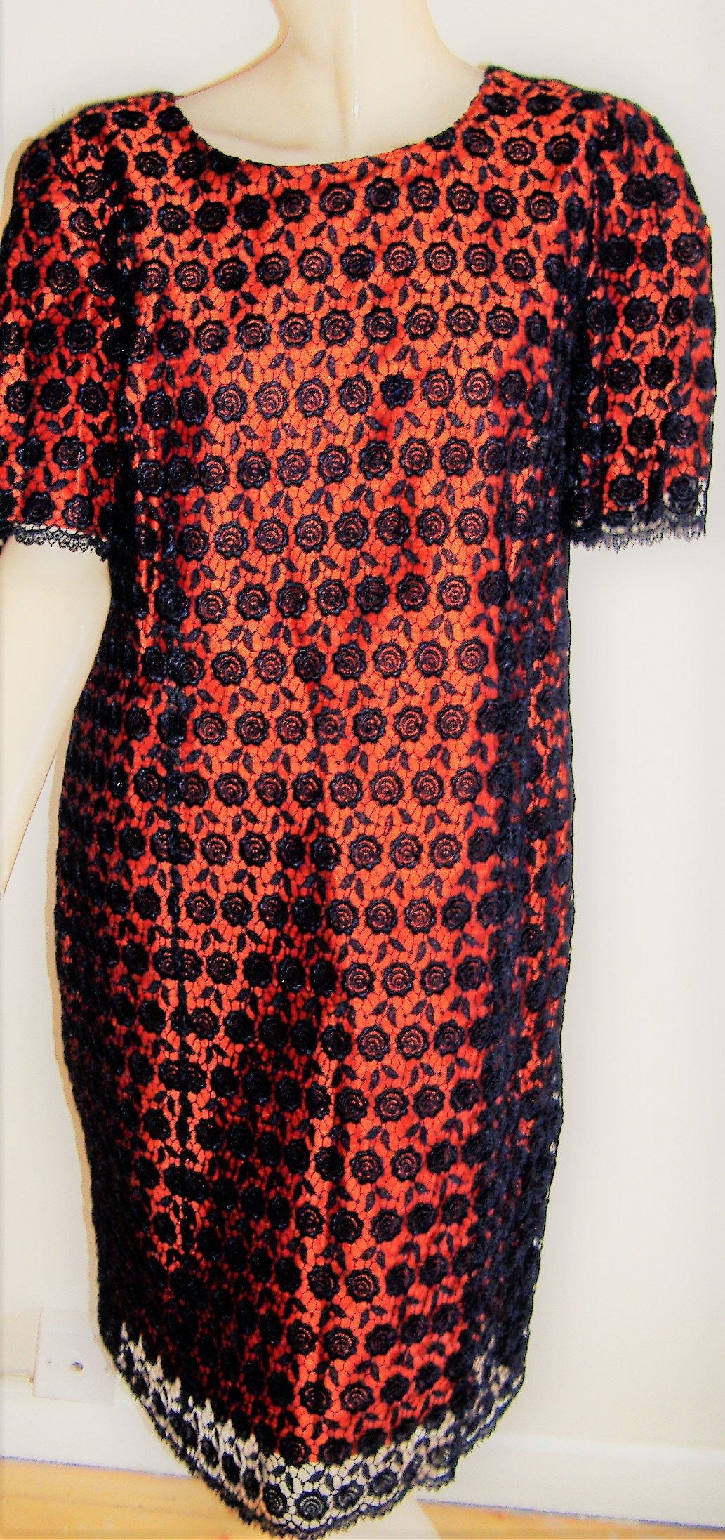 CHRISTINE HINCHLIFFE BRUSHED silk and navy lace dress suit Uk | Etsy