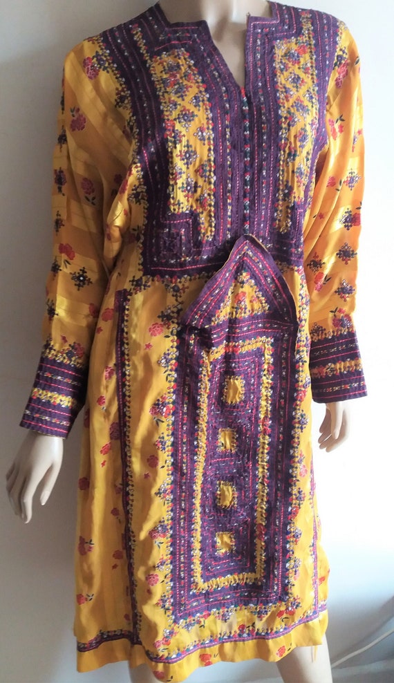 1970S handmade and  hand  EMBROIDERED PEASANT  DR… - image 1