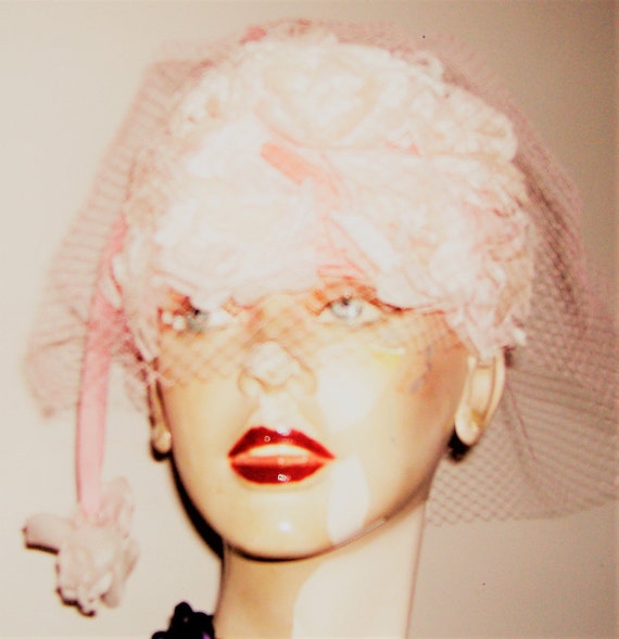 1950S/60S PINK FLOWER hat
