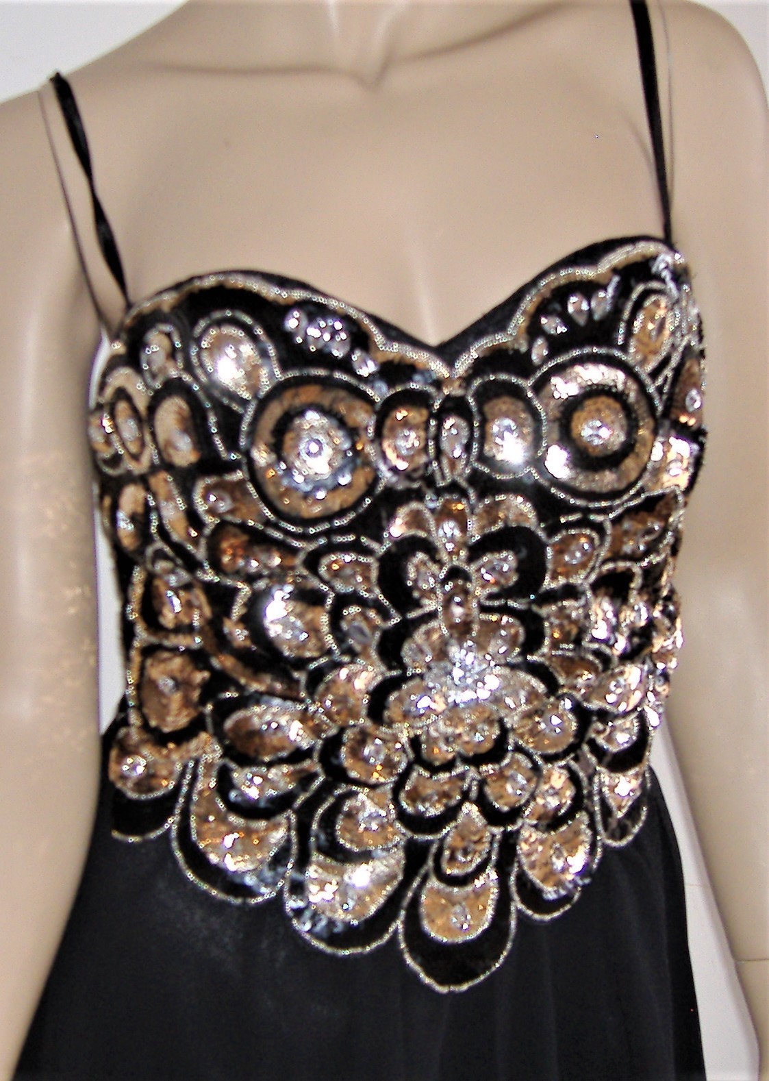 ART Deco STYLE Great Gatsby GOLD Sequinned and Black Dress Small 8 to 10 Uk  - Etsy