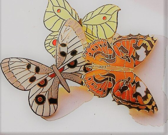 1980S/90s  BUTTERFLY BROOCHES /three enamel - image 3
