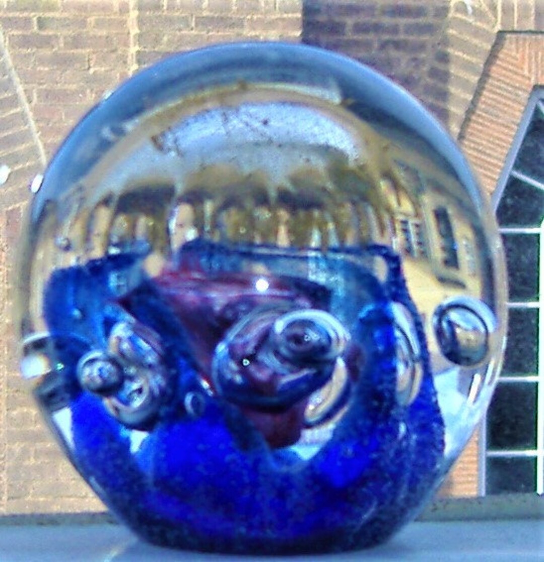 PRETTY PAPERWEIGHT BLUE Yellow and Clear Etsy